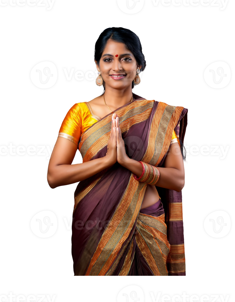 A woman in a sari is making a gesture png