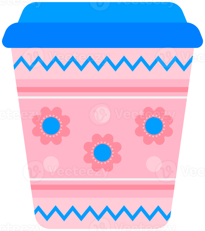 Cute Winter Coffee Mug with flower pattern png