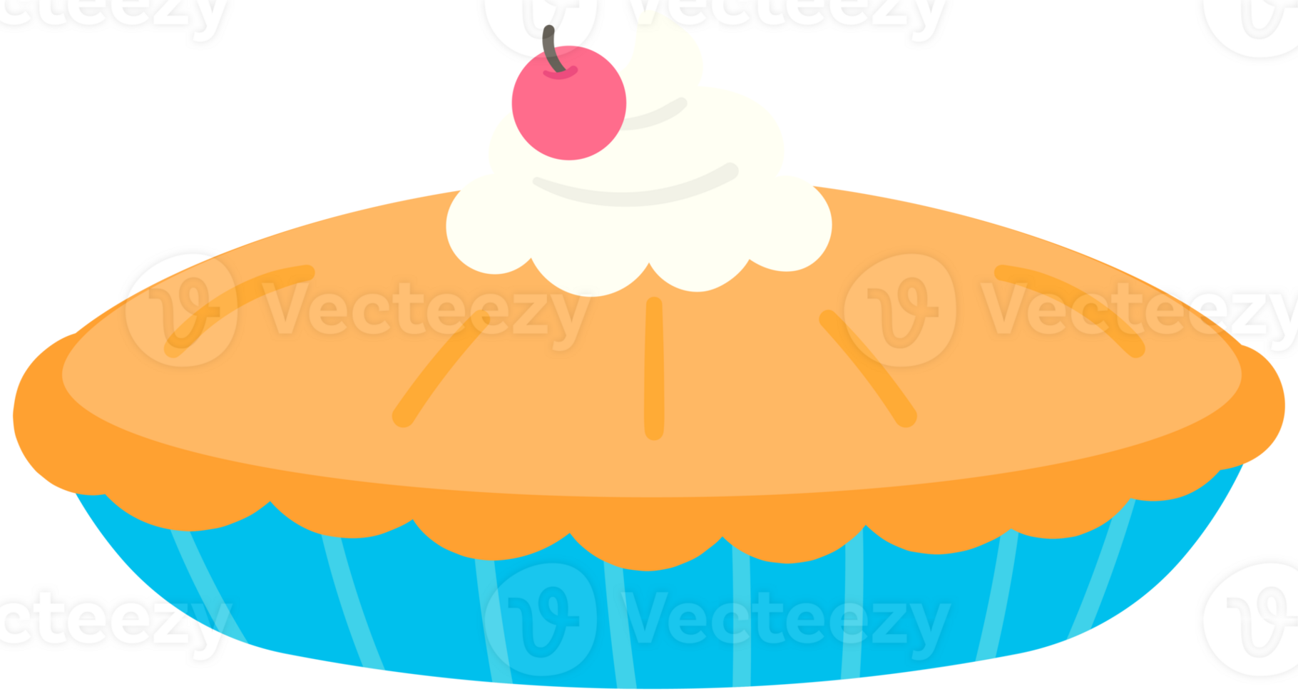 Hand Drawn pumpkin pie with whipped cream png