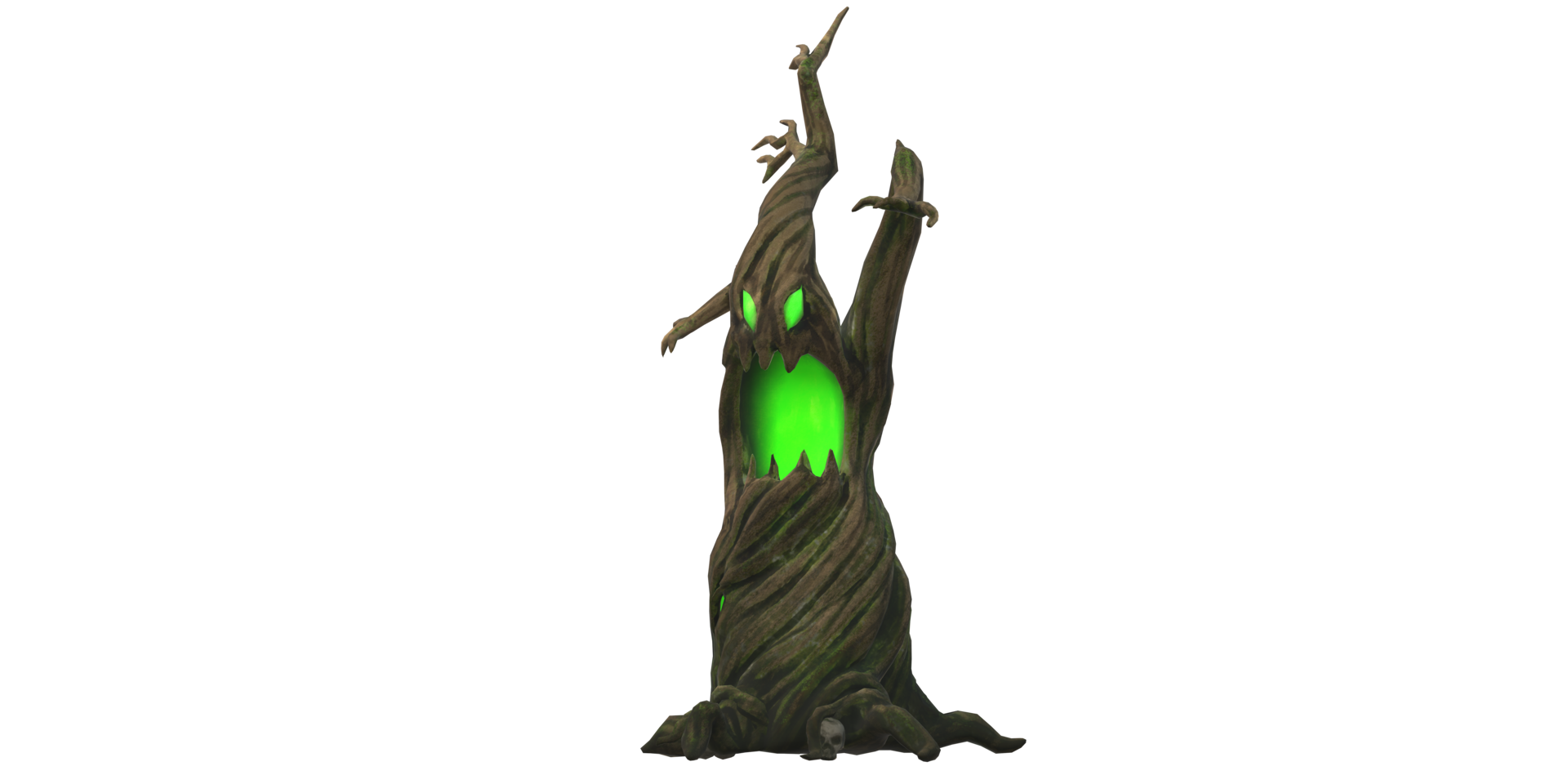 open Mouth Monster Scary Tree isolated on a Transparent Background png