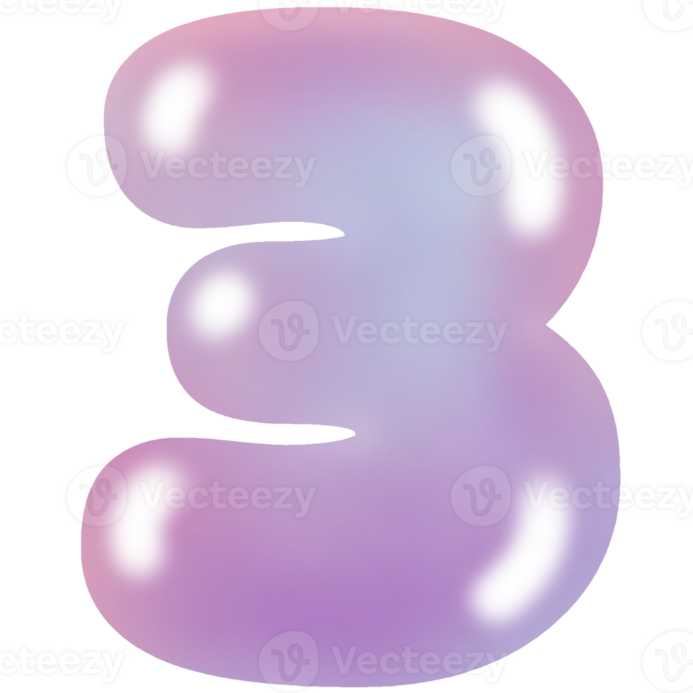 Pastel Bubble Number 3 png