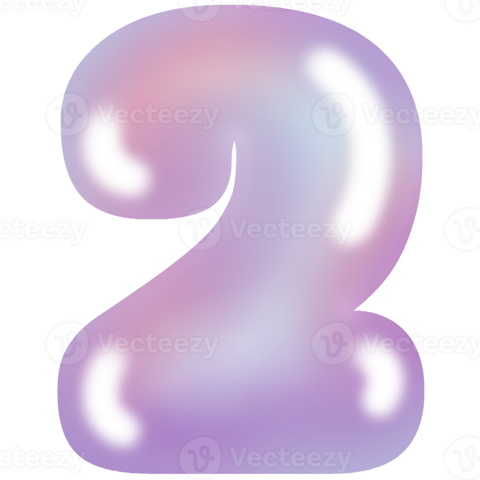 Pastel Bubble Number 2 png