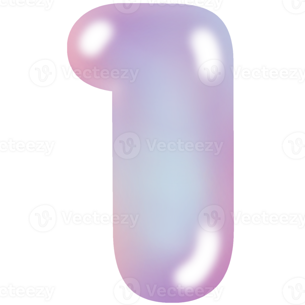 Pastel Bubble Number 1 png