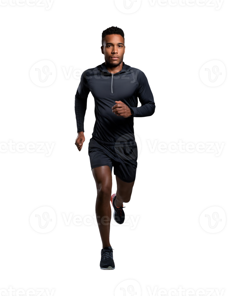 Man running in black running gear png