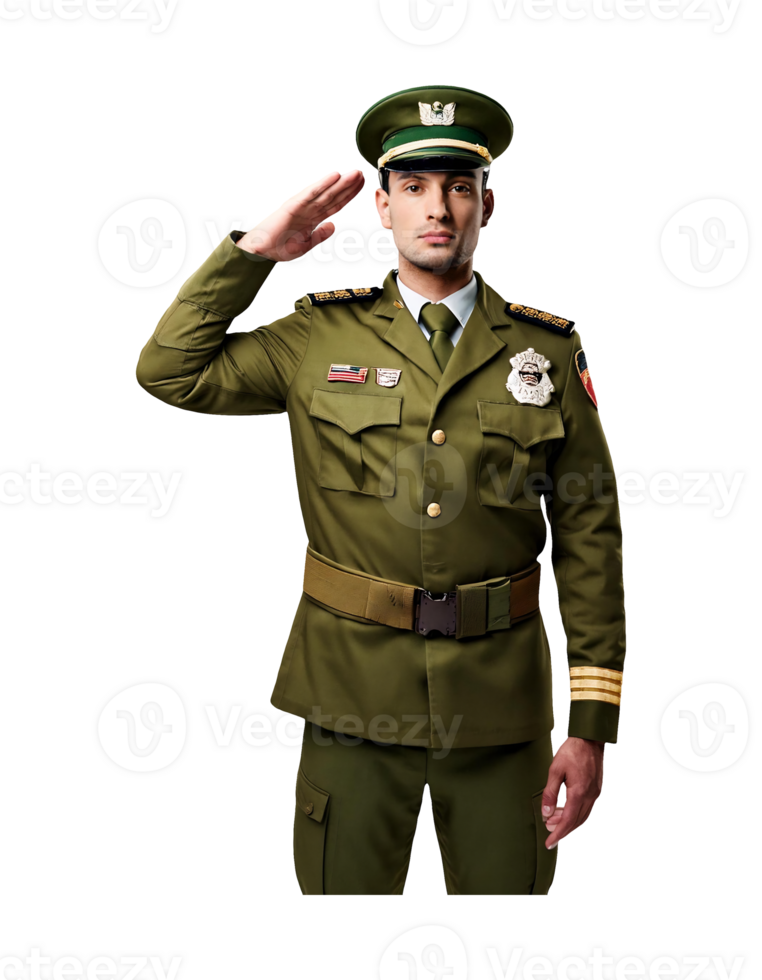 A man in military uniform saluting png