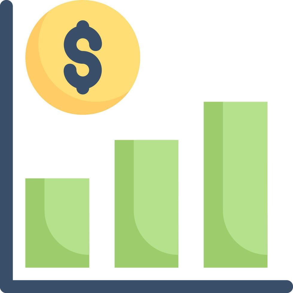 A dollar sign and a bar chart vector
