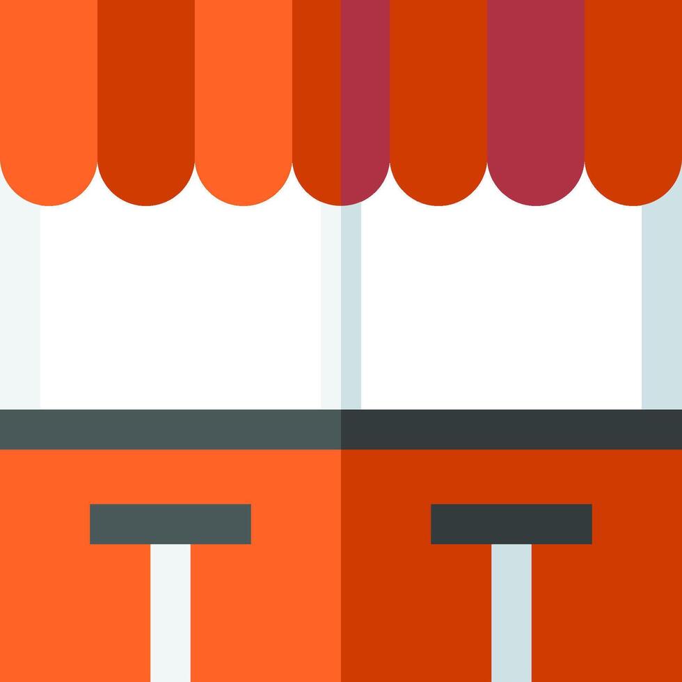 An orange and white building with a red awning vector