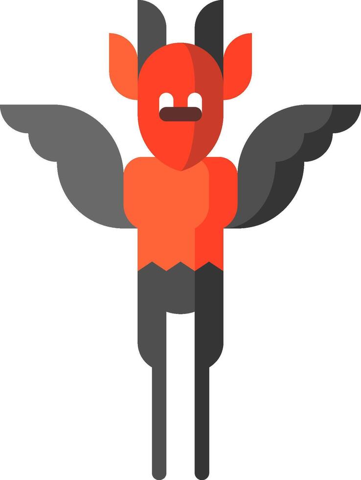 A cartoon devil with wings and a red face vector