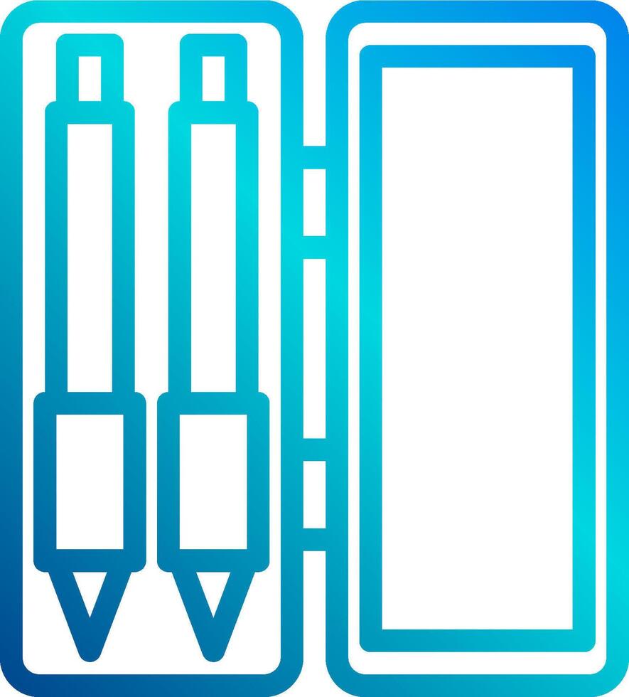A blue and white pen and pencil case icon vector