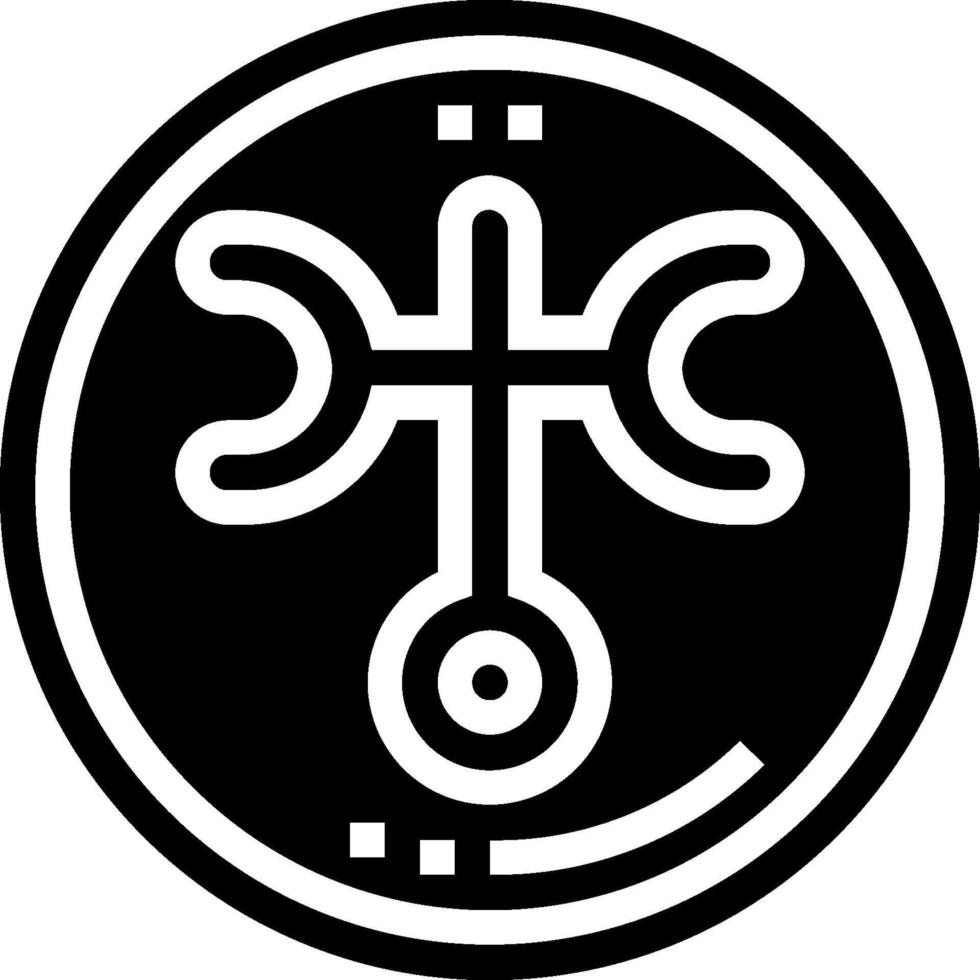 A black and white logo with a cross and a circle vector