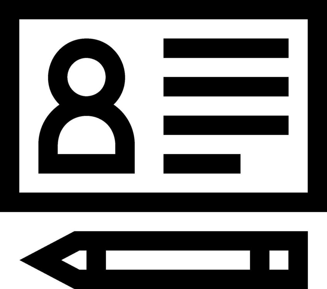 A black and white icon of a pencil and a person vector