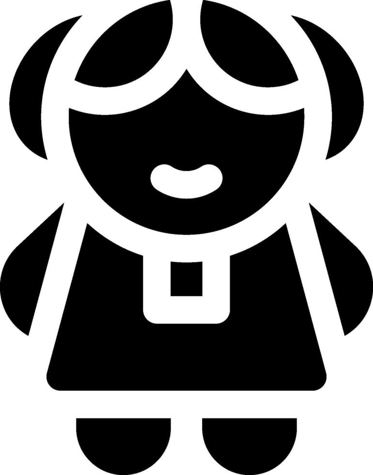 A black and white icon of a girl vector