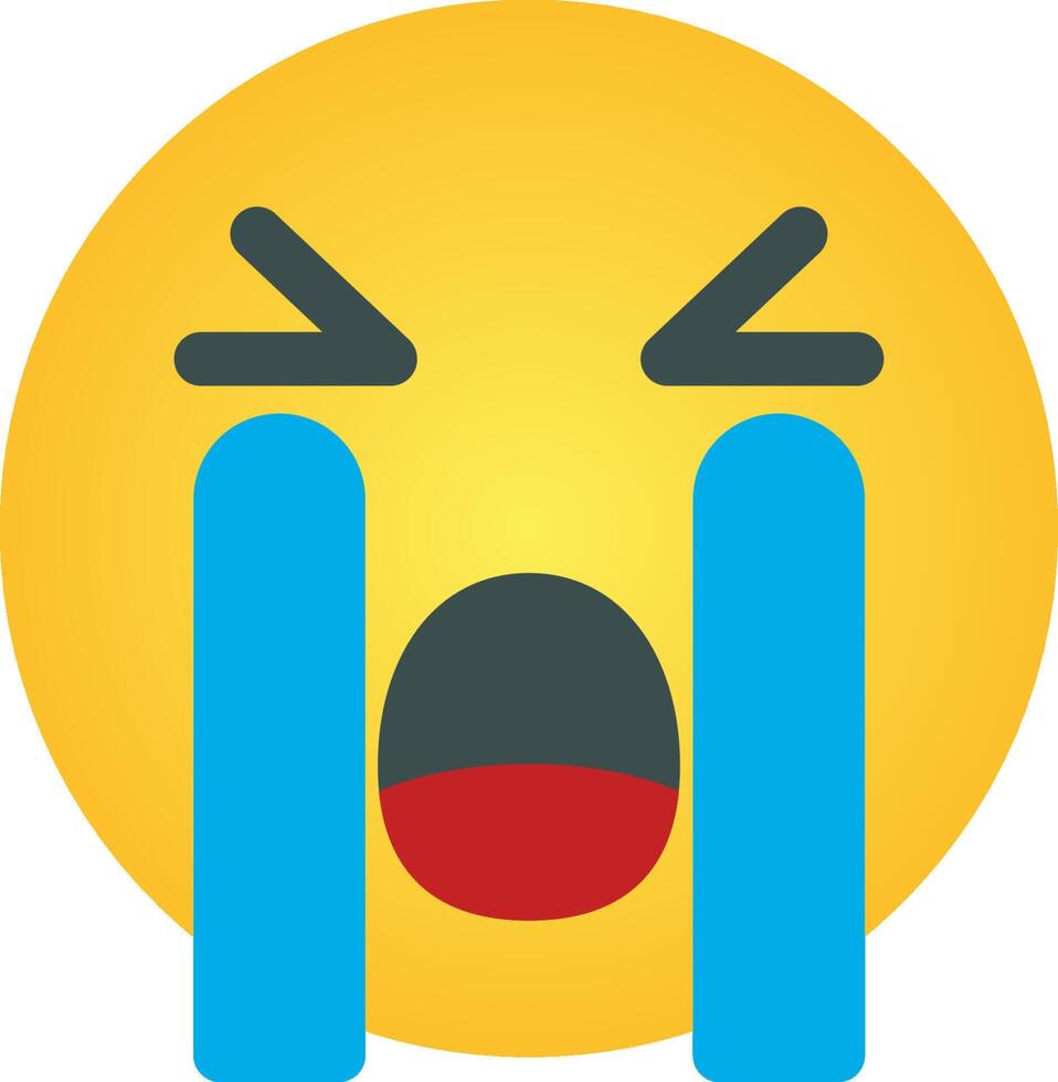 A crying emoticion with a blue tongue vector