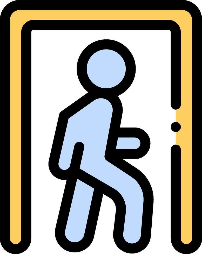 An icon of a man walking through an open door vector