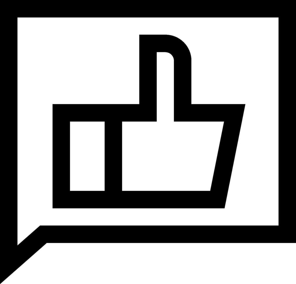 A black and white image of a thumbs up icon vector