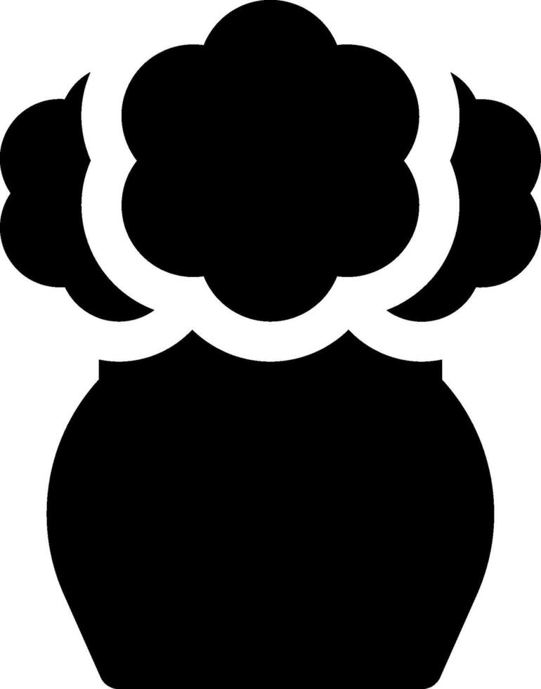 A black and white illustration of a vase with a cloud vector