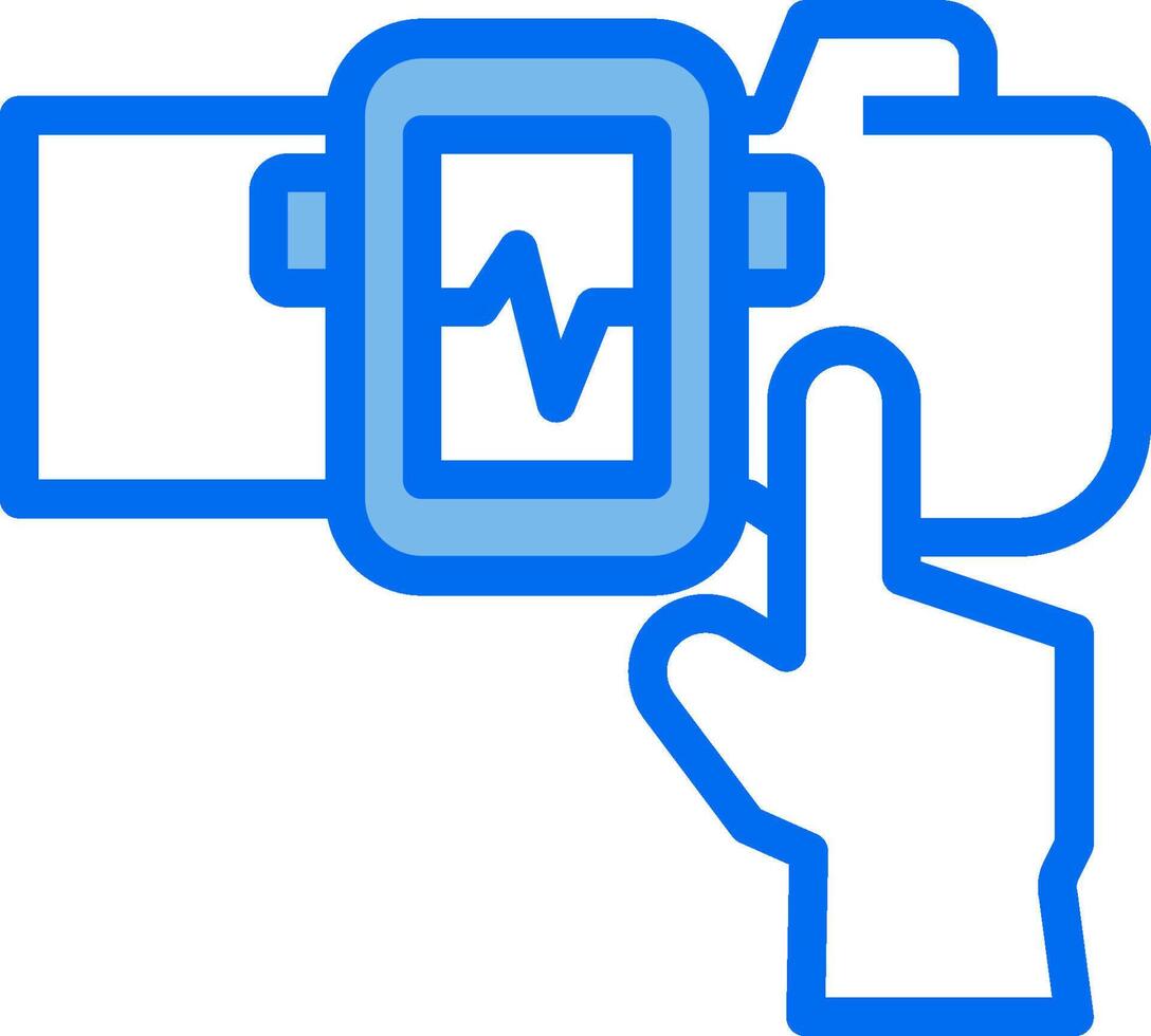 A hand holding a phone with a heart rate monitor vector