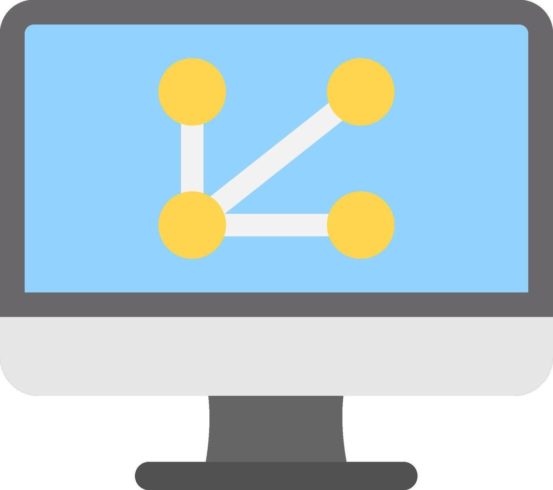 A computer monitor with a yellow circle on it vector