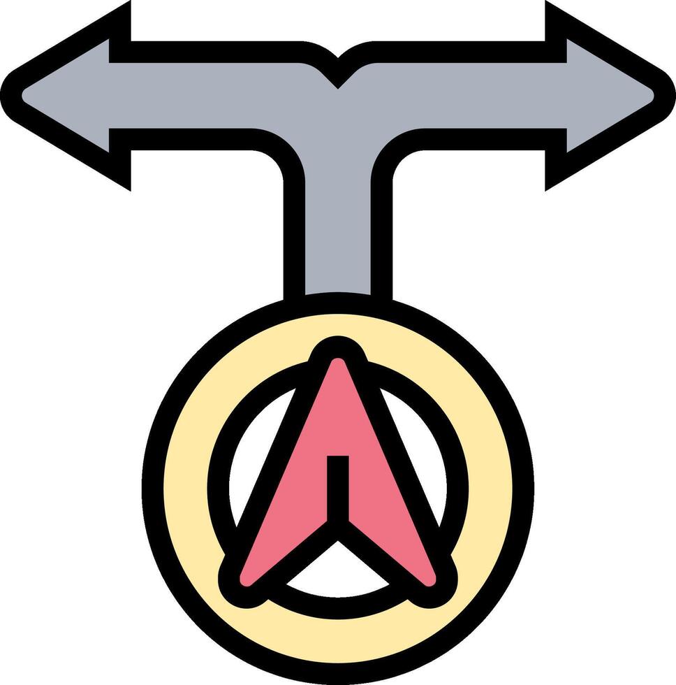 A red arrow pointing to a symbol with a red arrow vector