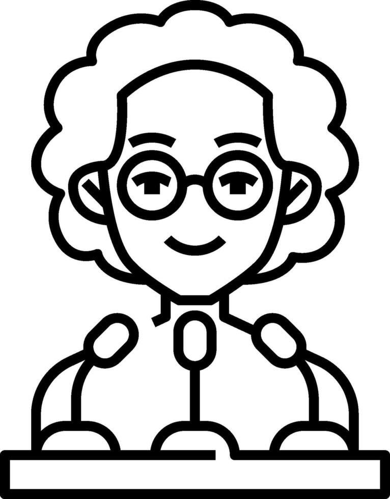 A cartoon woman with glasses and a microphone vector