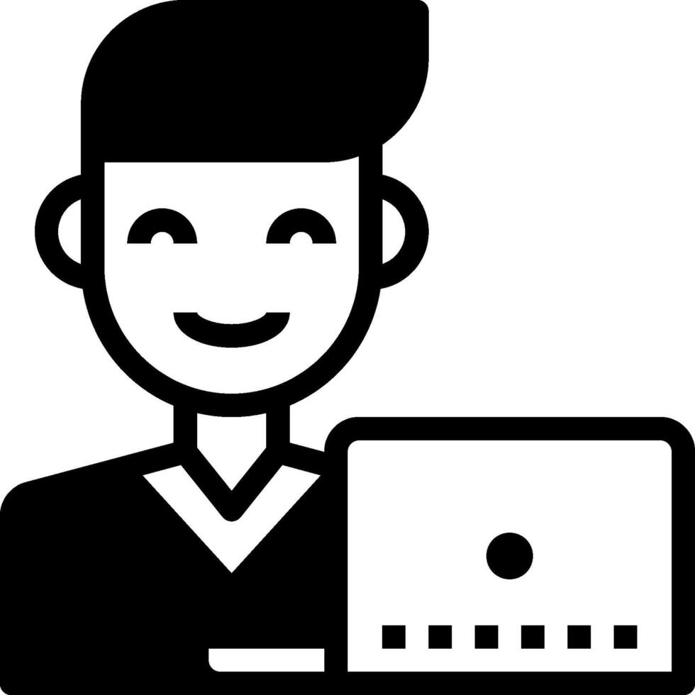 A man with a laptop and smile icon vector