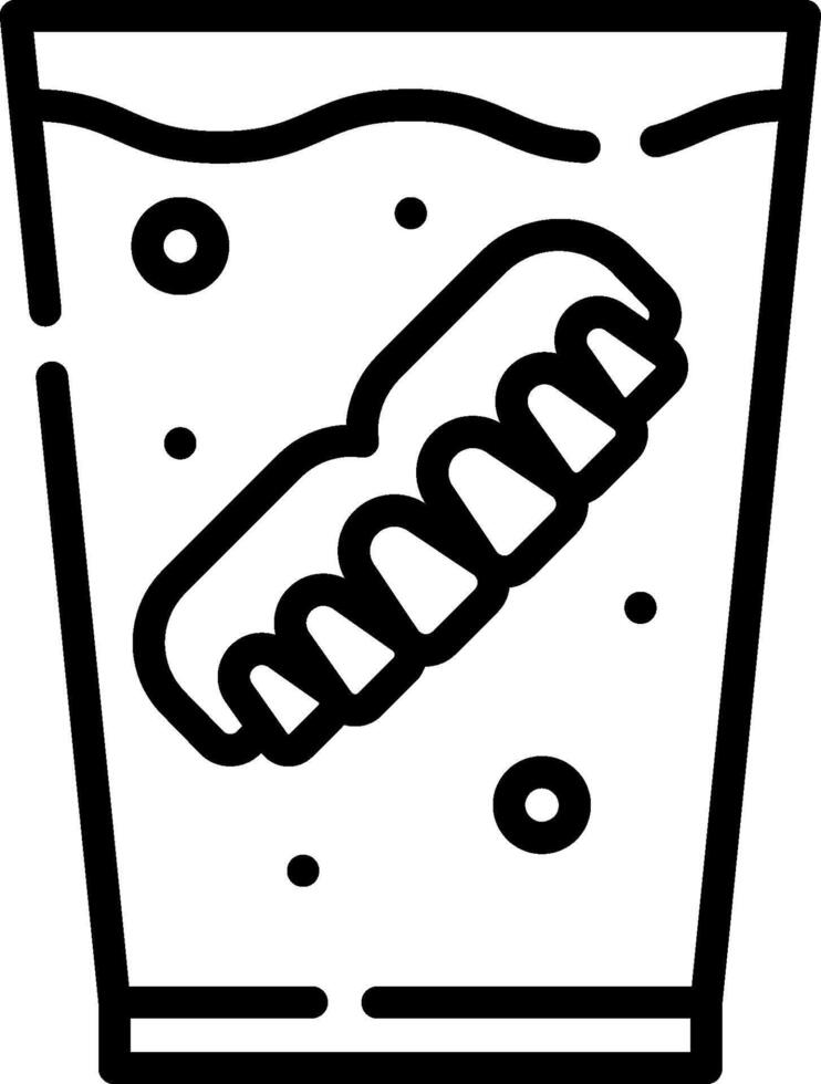 A glass with a tooth in it vector