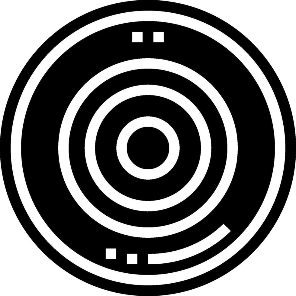 A black and white circular logo with a circle in the center vector