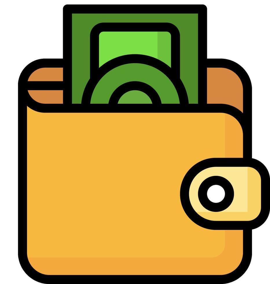 Wallet icon with money in it vector