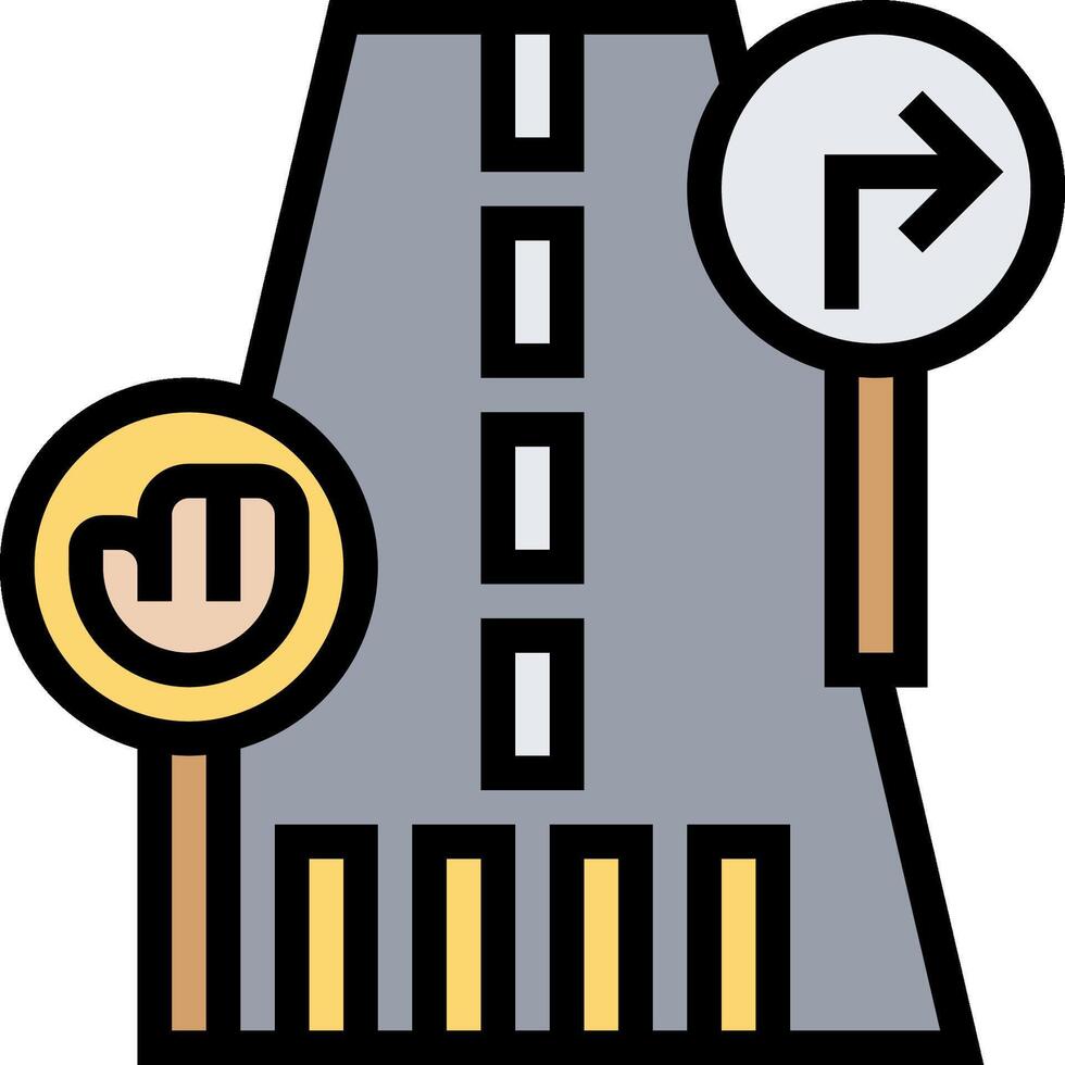 A road with a sign pointing to the left and right vector