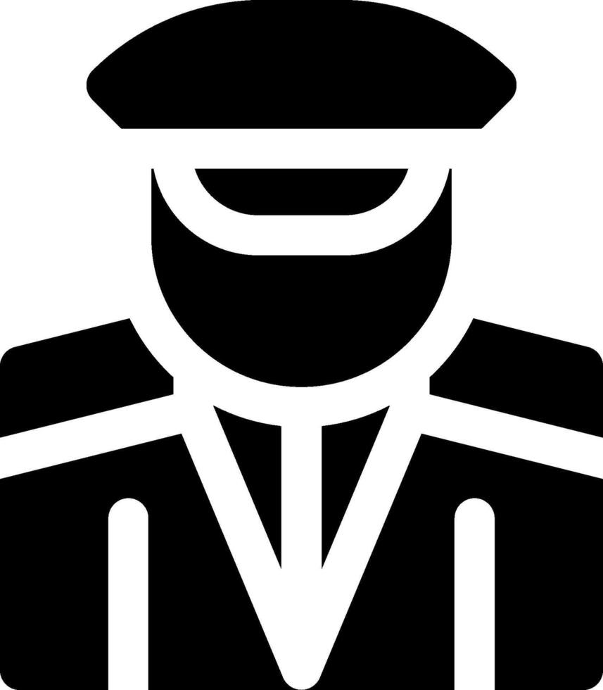 A black and white icon of a man in a hat vector