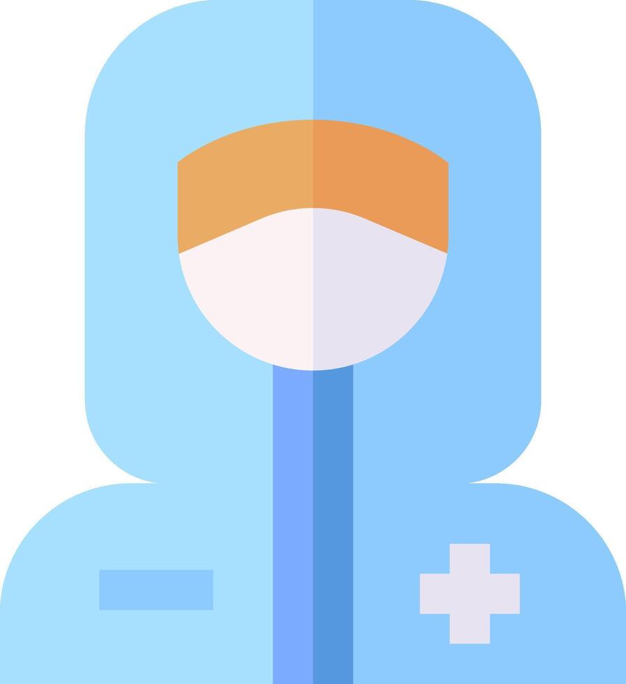 A blue medical worker with a mask and cross vector