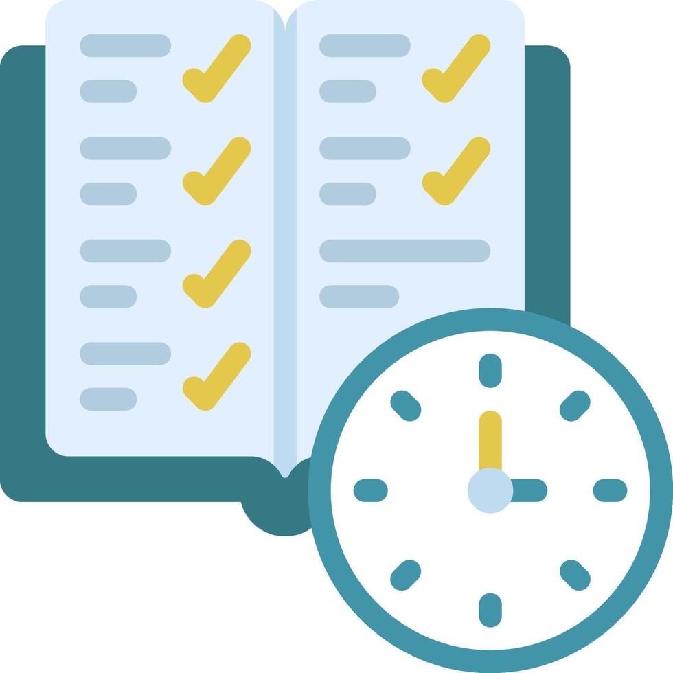 A clock and an open book with check marks vector