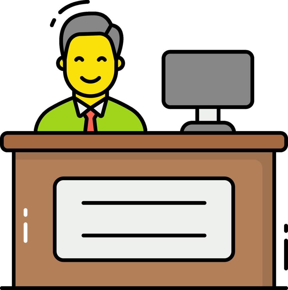 A man sitting at a desk with a computer vector