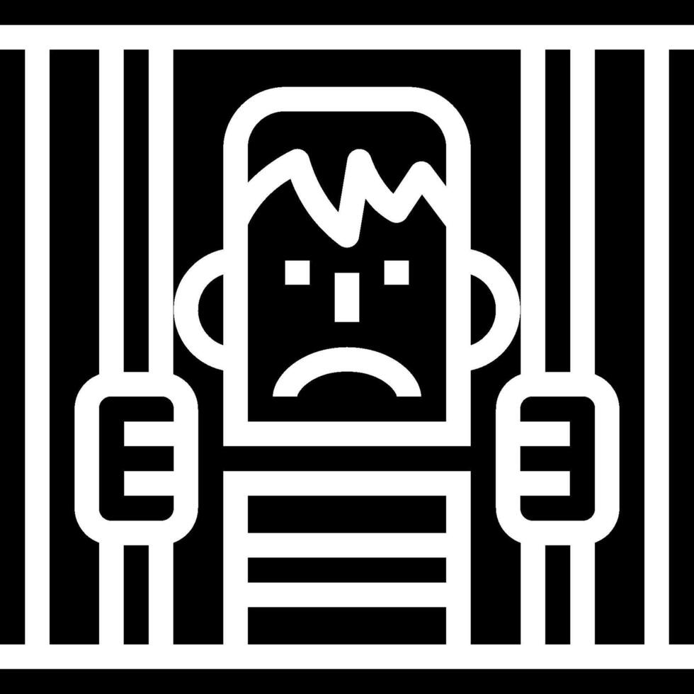 A black and white icon of a man in jail vector