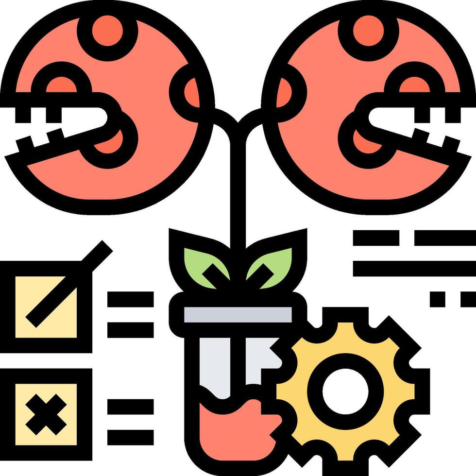 A plant with two flowers and a gear vector