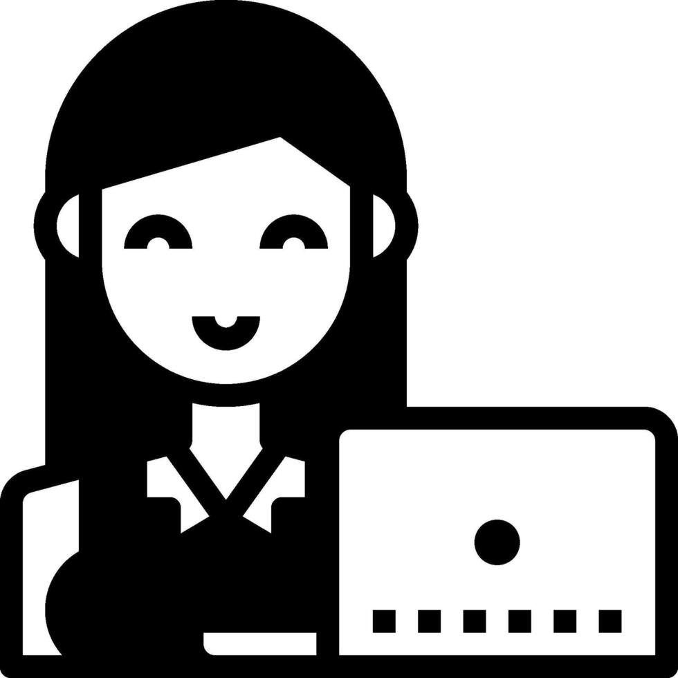 A woman with a laptop icon vector
