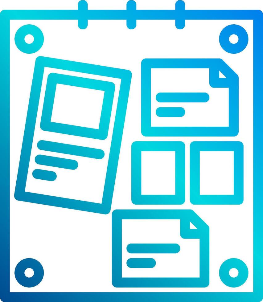 A blue and white icon of a folder with a note pad vector