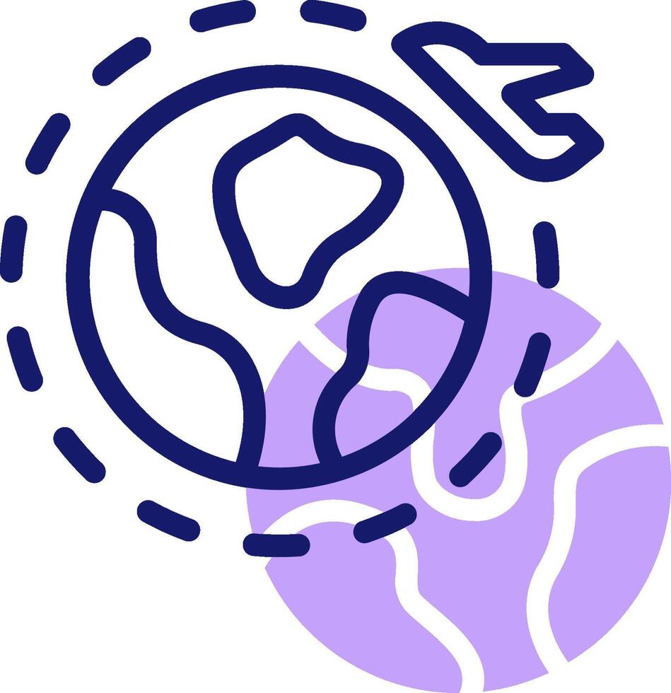 A globe with a plane flying around it vector