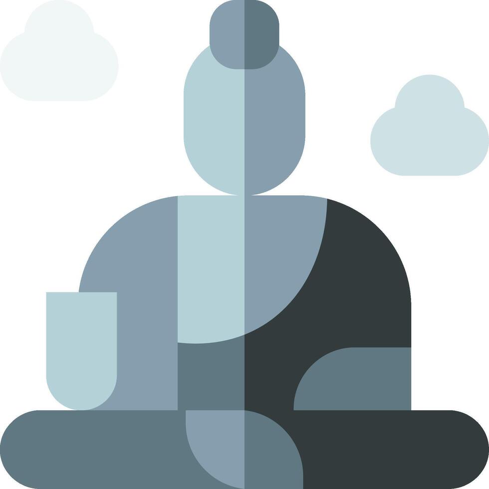 A buddha sitting in meditation with clouds in the background vector