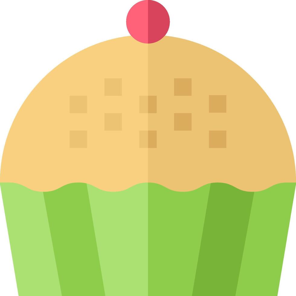 A cupcake with a red dot on top vector
