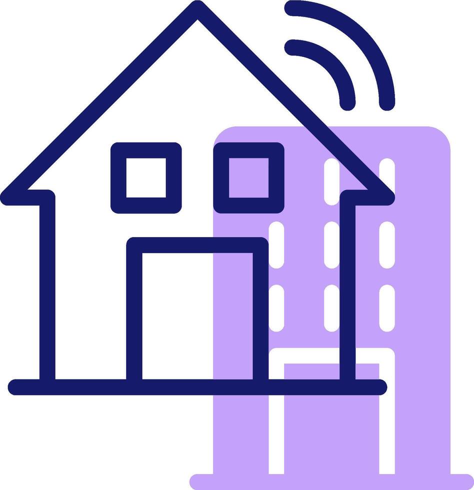 A house with a wifi icon and a purple building vector