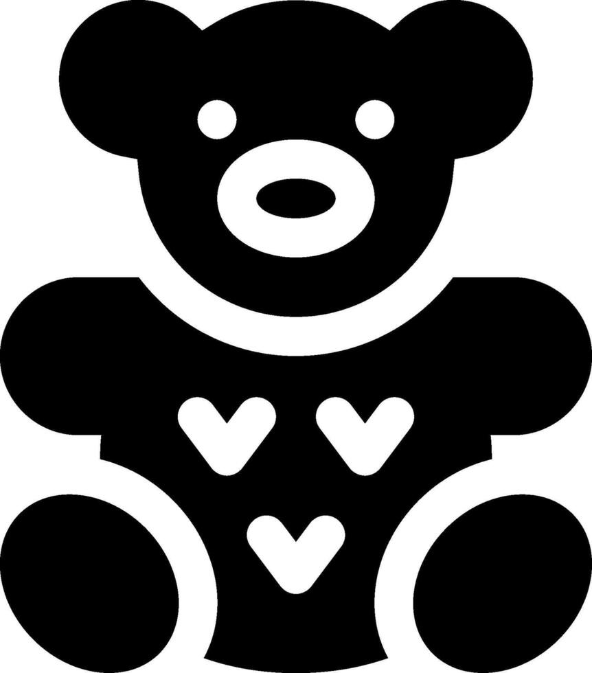 A black and white teddy bear with hearts on it vector