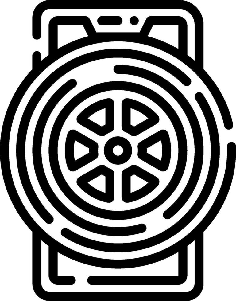 A black and white logo of a wheel vector