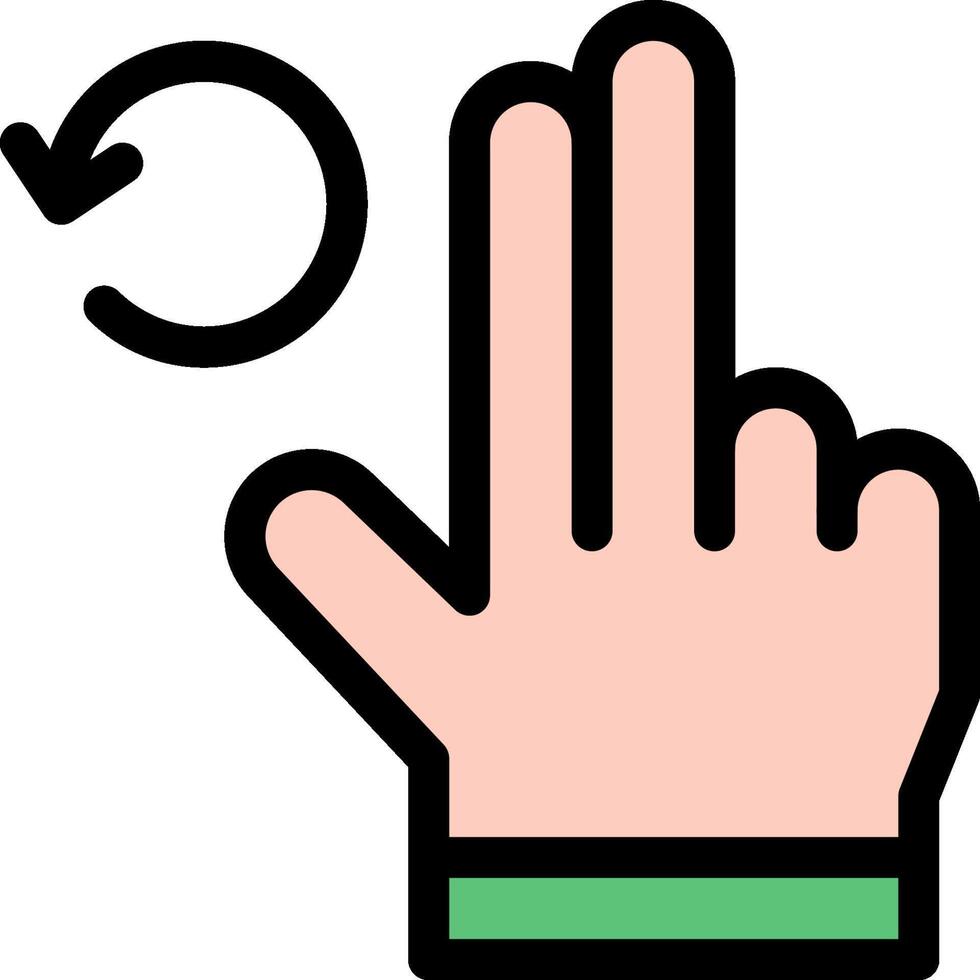 A hand with a finger pointing to a green arrow vector