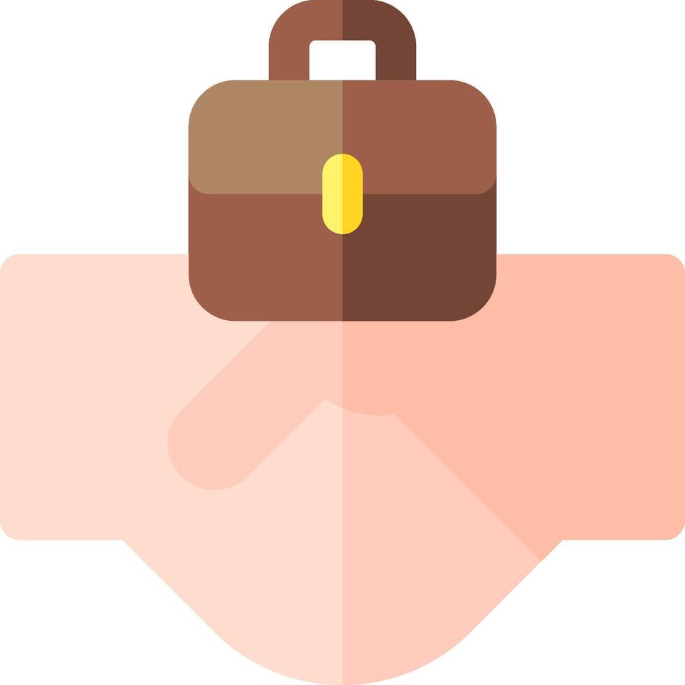 A hand holding a briefcase and a handshake vector