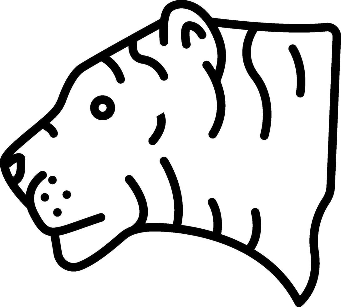 A black and white drawing of a tiger head vector