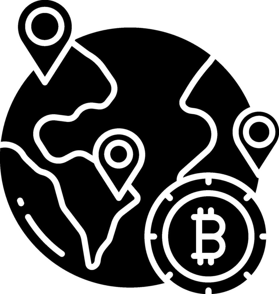 Bitcoin globe icon vector