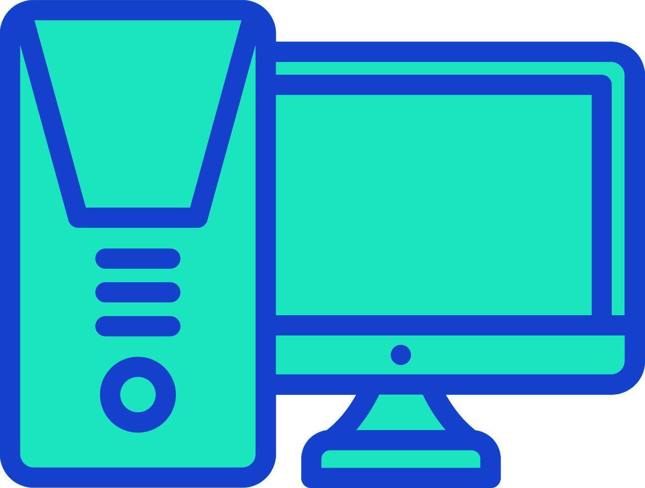 Computer icon with blue background vector