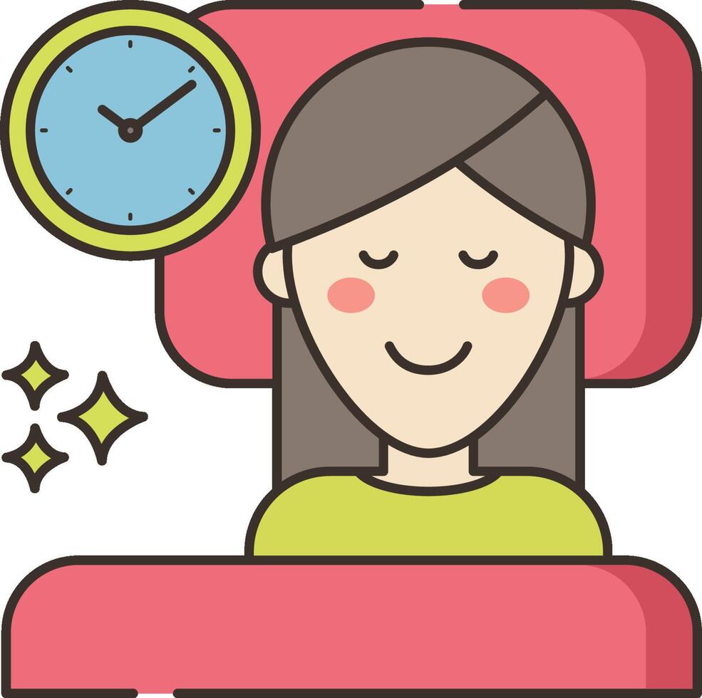 A woman is sleeping in a chair with a clock vector