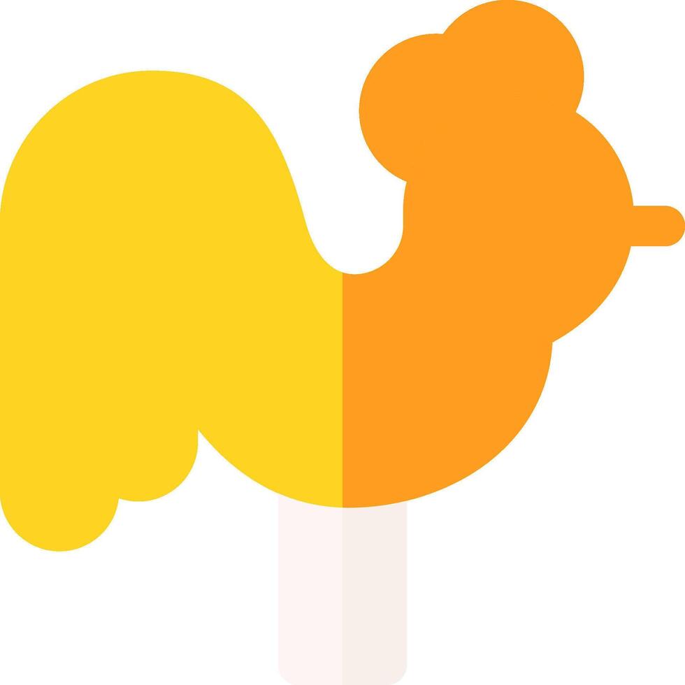 A yellow chicken on a stick with a white background vector